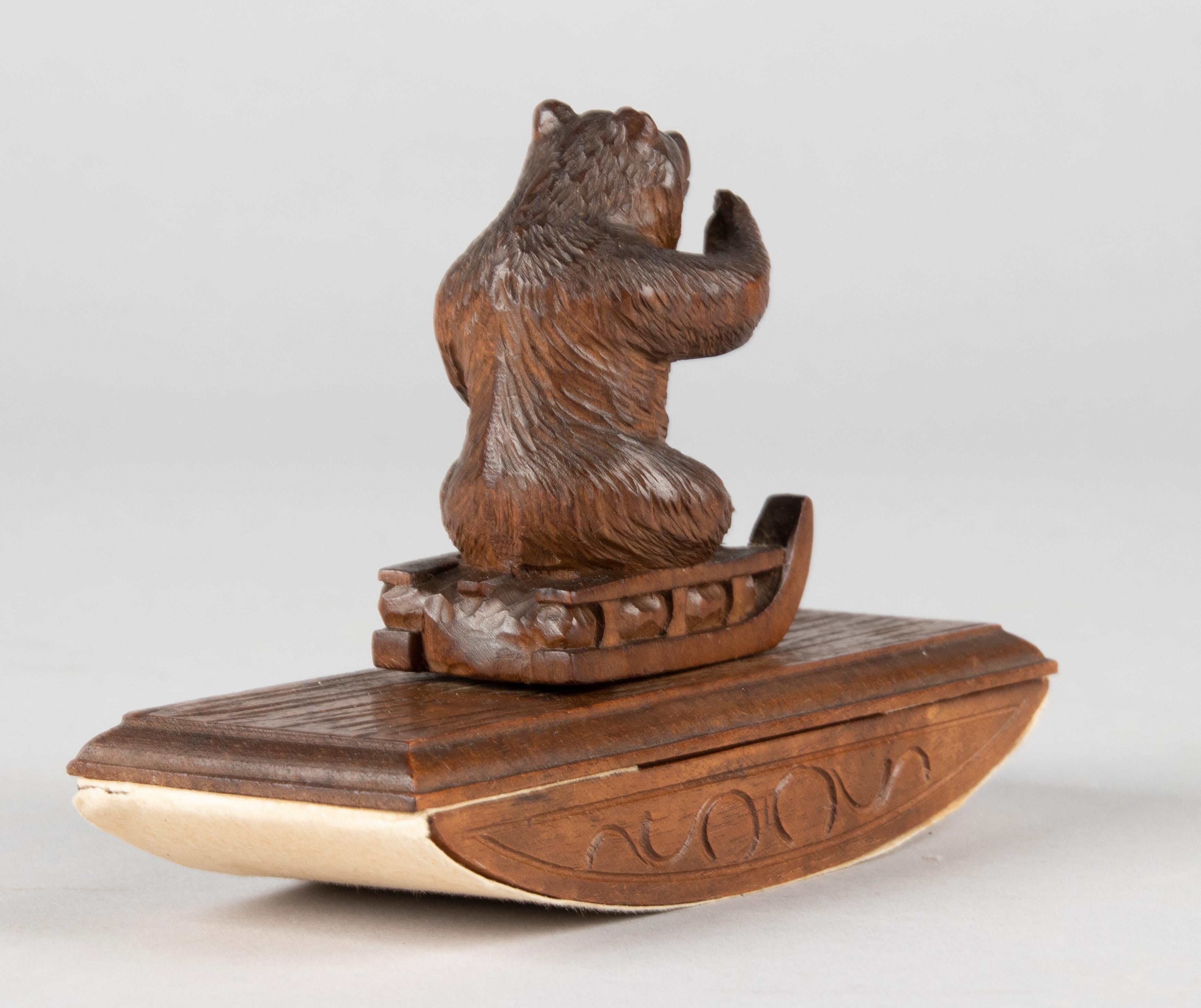Late 19th Century 19th Century Black Forest Walnut Desk Blotter with a Bear on a Sled