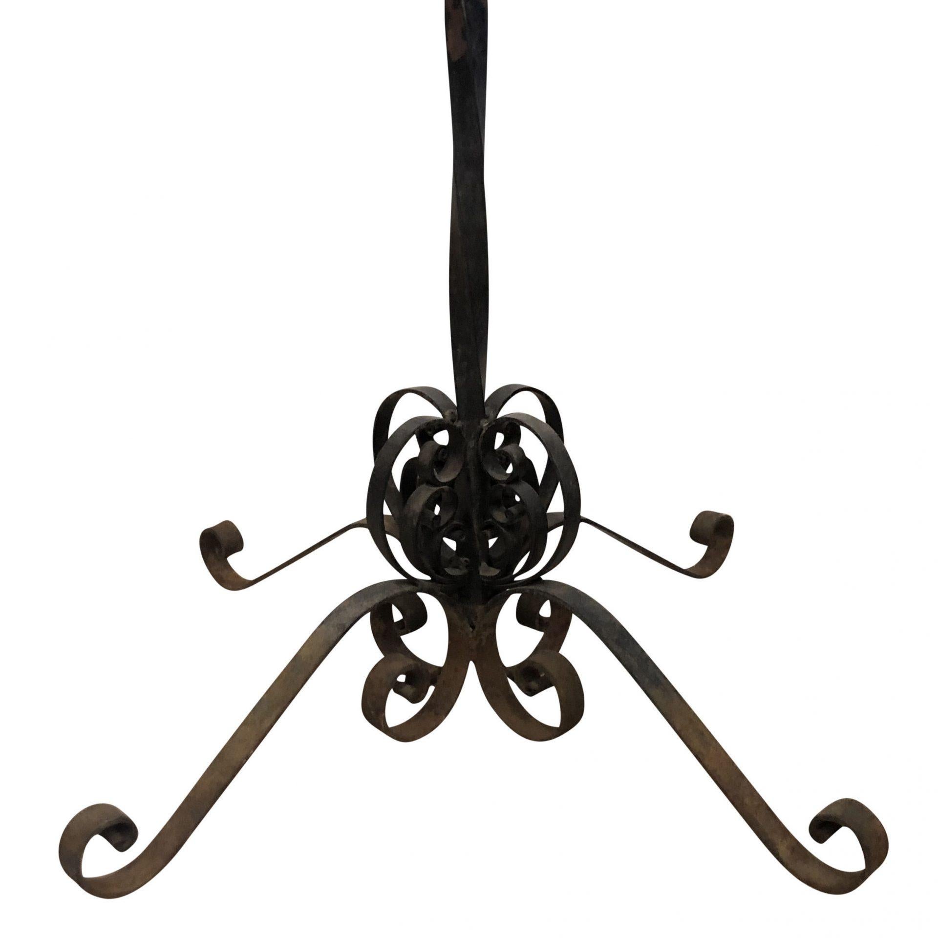 Hand-Crafted 19th Century Black French Antique Wrought Iron Napoleon III Candelabra For Sale
