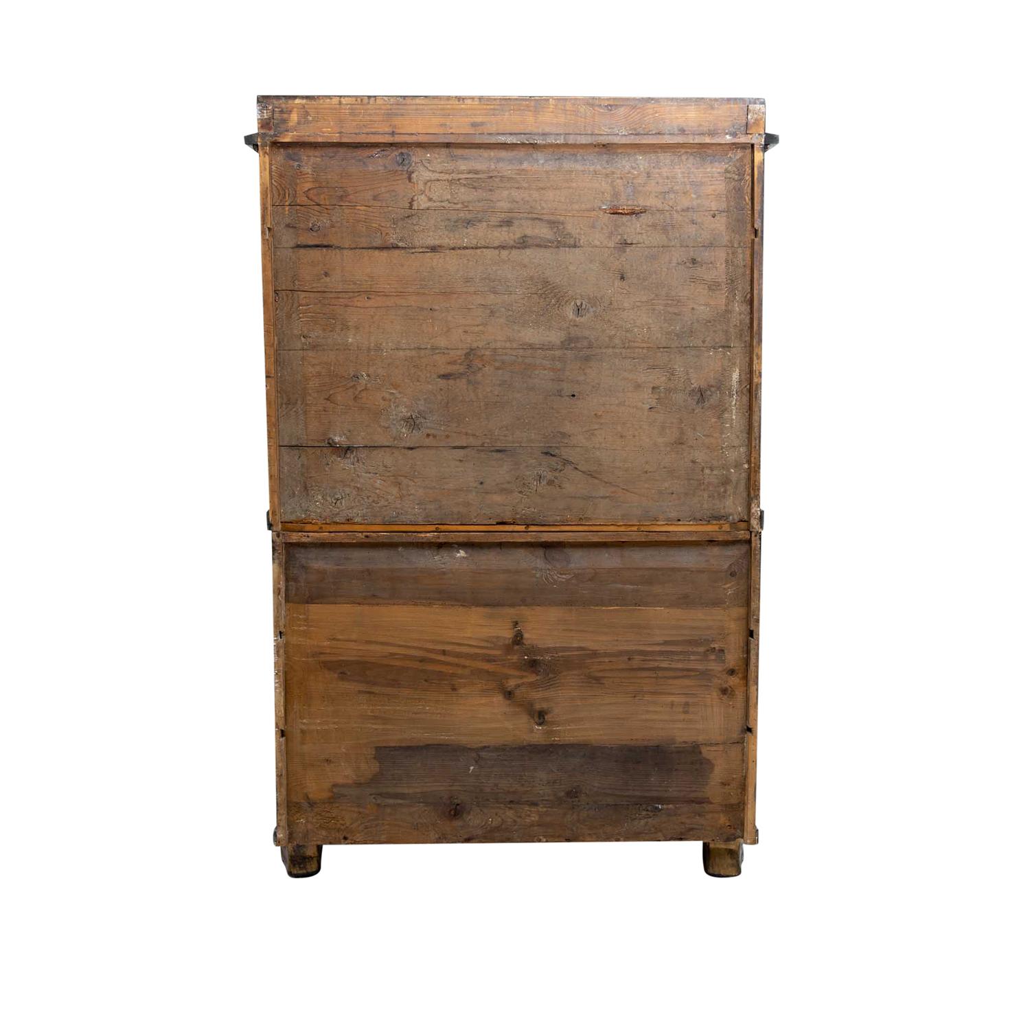 19th Century Black French Empire Polished Ebony Secretary, Antique Birch Cabinet For Sale 9