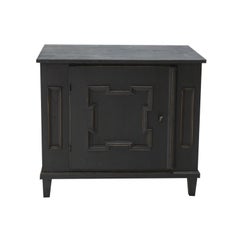 19th Century Black French Pair of Empire Pinewood Cabinets, Antique Sideboard