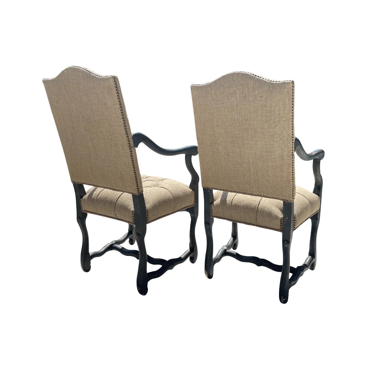 19th Century Black French Set of Six Painted Beech Os Du Mouton Dining Chairs For Sale 4