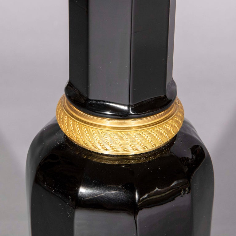 Antique Table Lamp in Black Opaline Glass with Ormolu Mounts For Sale ...