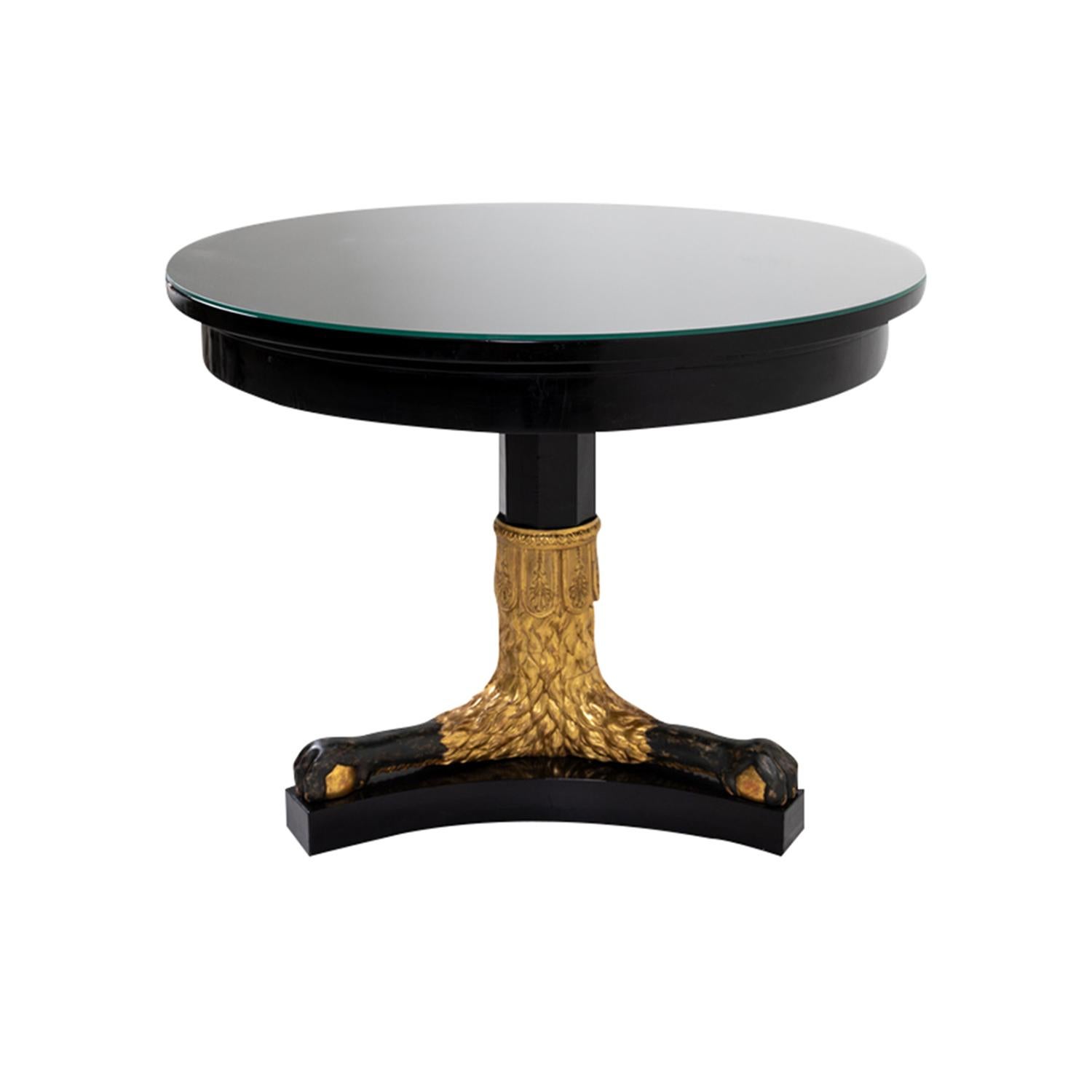 Français Table centrale Empire français noire du 19ème siècle en bois ébénisé - Table de jeu ancienne en vente