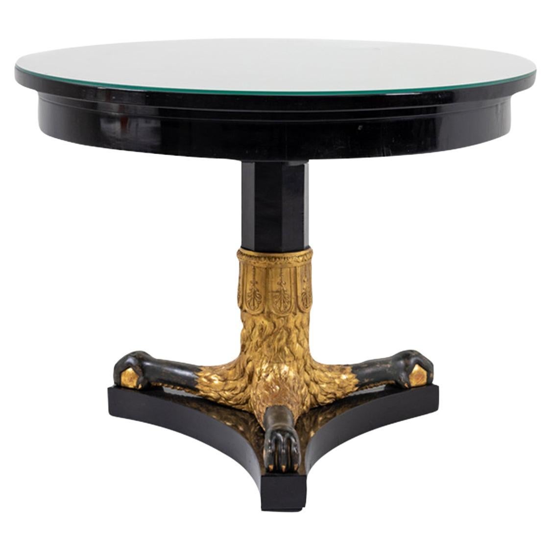 Schwarzer französischer Empire-Mitteltisch aus ebonisiertem Holz aus dem 19. Jahrhundert – antiker Spieltisch