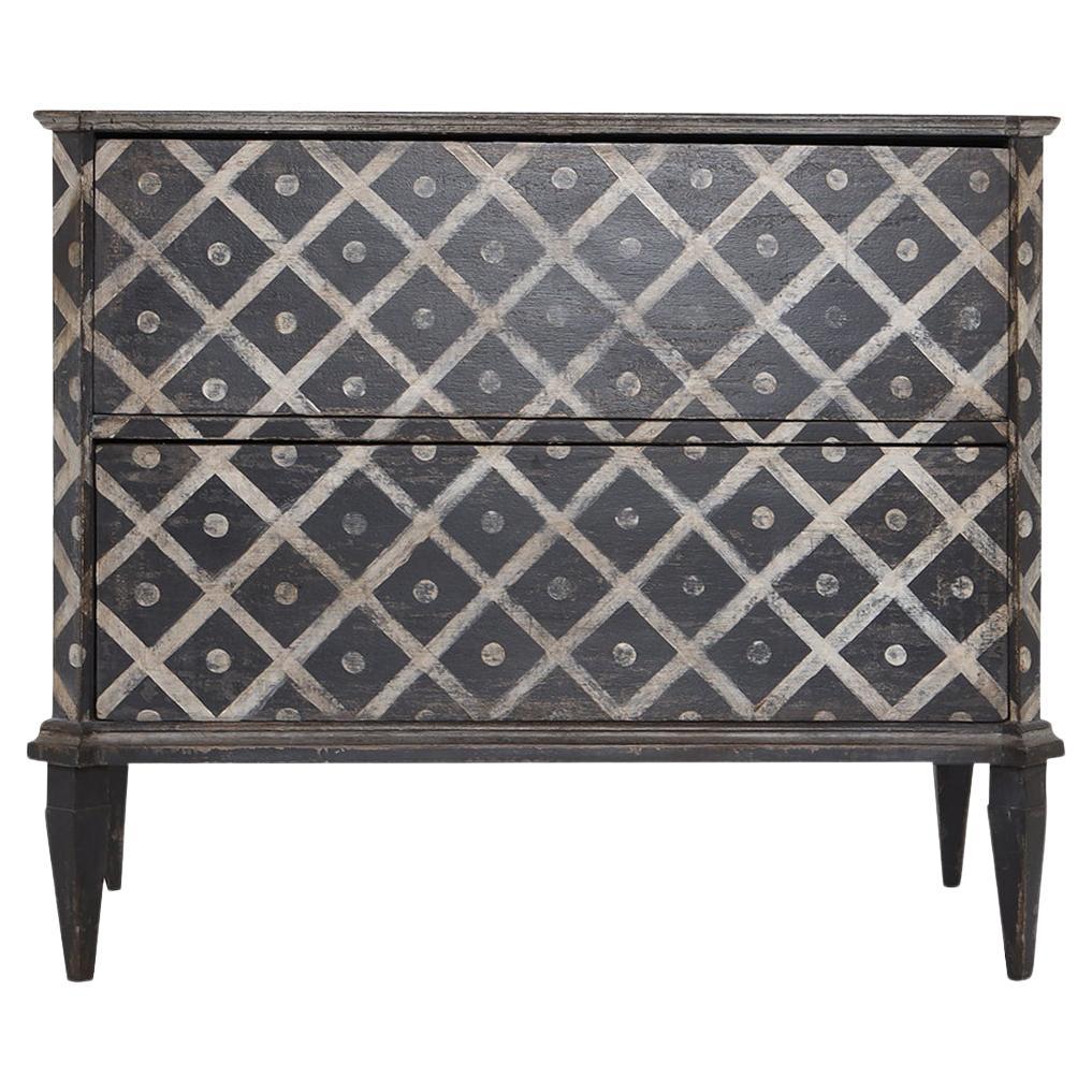 19th Century Black-Grey Italian Arte Povera Pine Chest, Antique Tuscan Cupboard For Sale