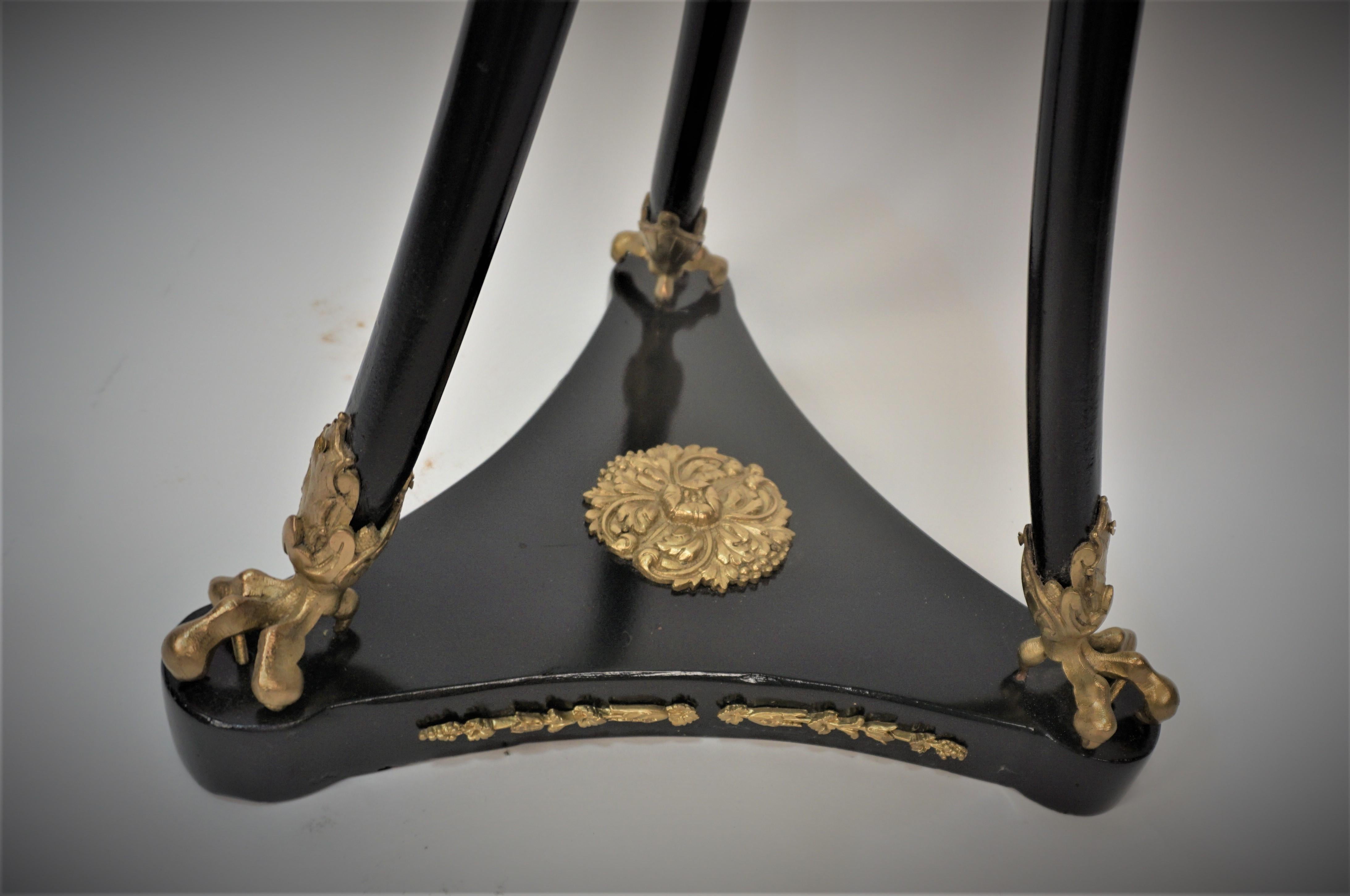 19th Century Black Lacquer and Bronze Plant Stand In Good Condition In Fairfax, VA