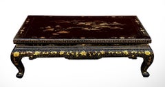 19th Century Black Lacquer and Gilt Low Table with Cabriole Legs