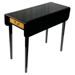 19th Century Black Lacquer Walnut Pembroke Flap Table