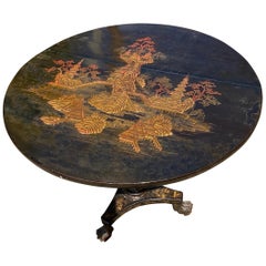 19th Century Black Lacquered Chinoiserie Center Table