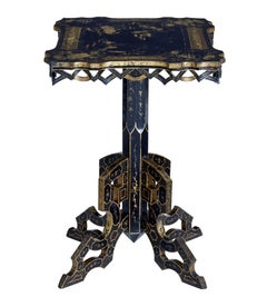 19th Century Black Lacquered Chinoiserie Side Table