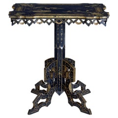 19th Century Black Lacquered Chinoiserie Side Table 19th Century Black Lacquered Chinoiserie Side Table