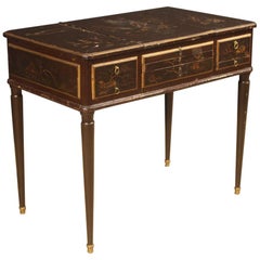 Antique 19th Century Black Lacquered Chinoiserie Wood French Dressing Table, 1880