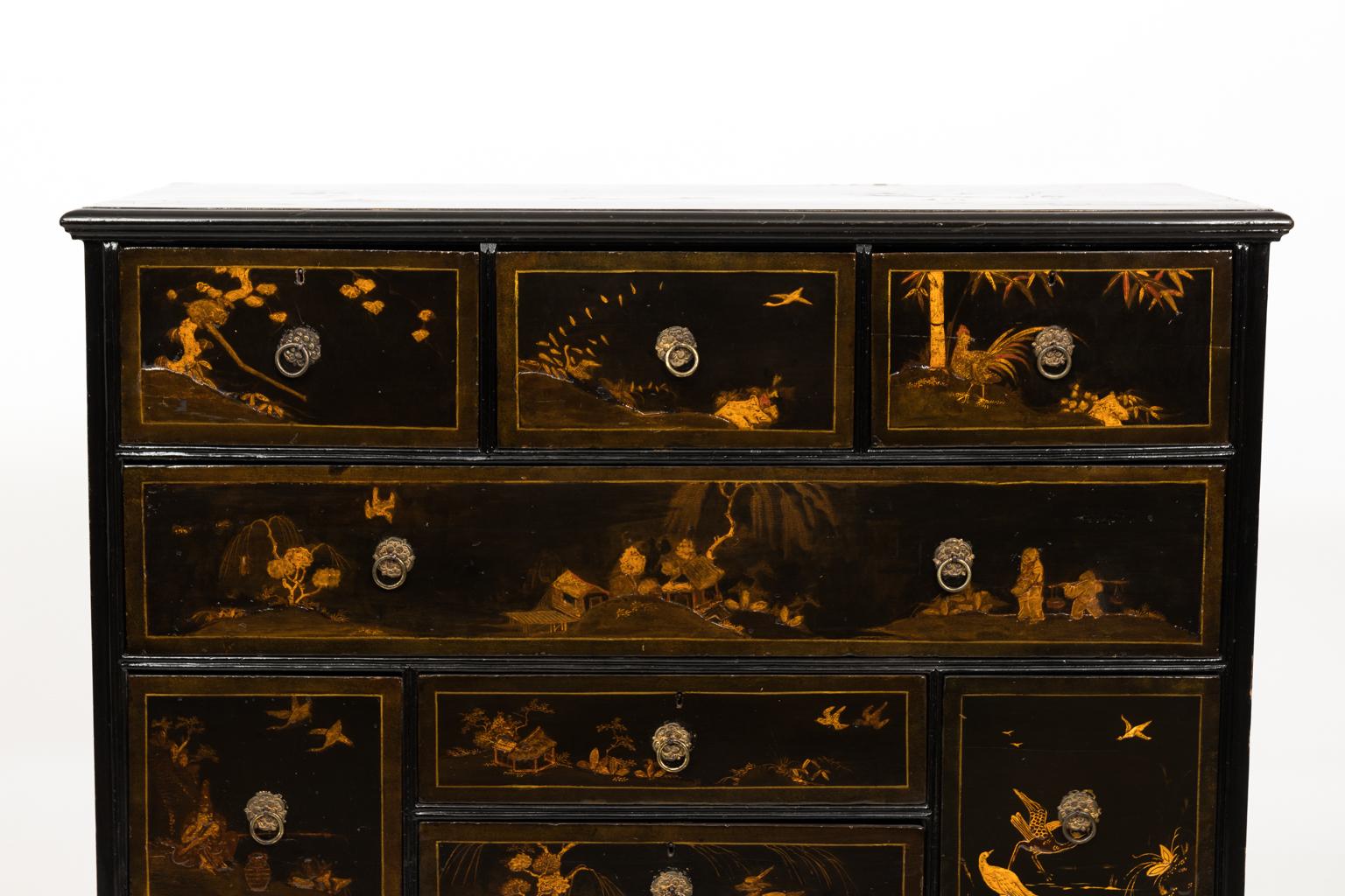 19th Century Black Lacquered Japanese Chest of Drawers 11