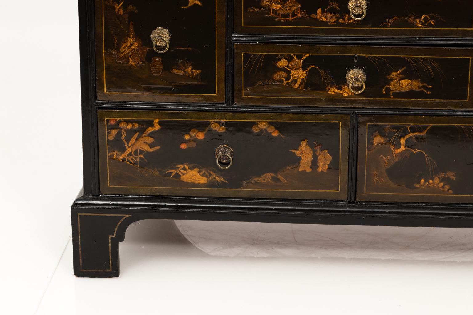 19th Century Black Lacquered Japanese Chest of Drawers 12