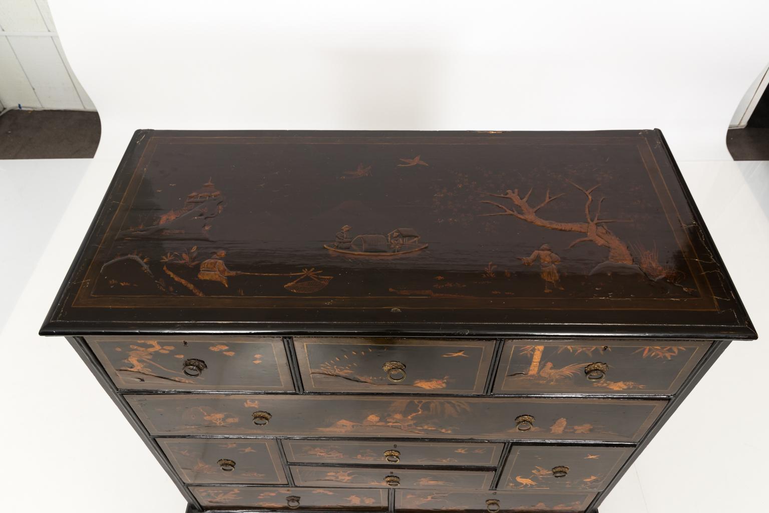 19th Century Black Lacquered Japanese Chest of Drawers 13