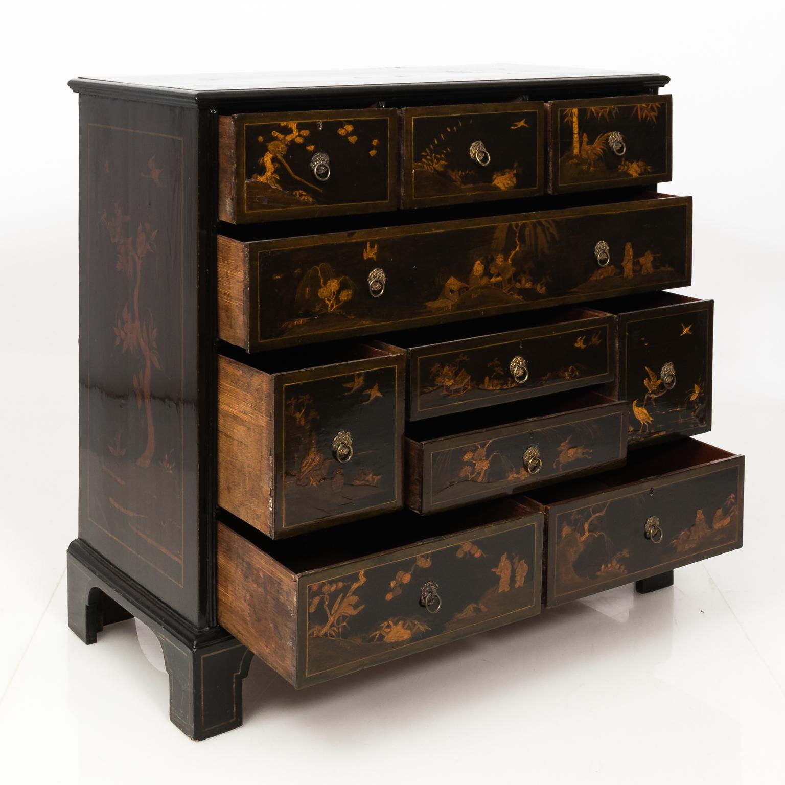 19th Century Black Lacquered Japanese Chest of Drawers 1