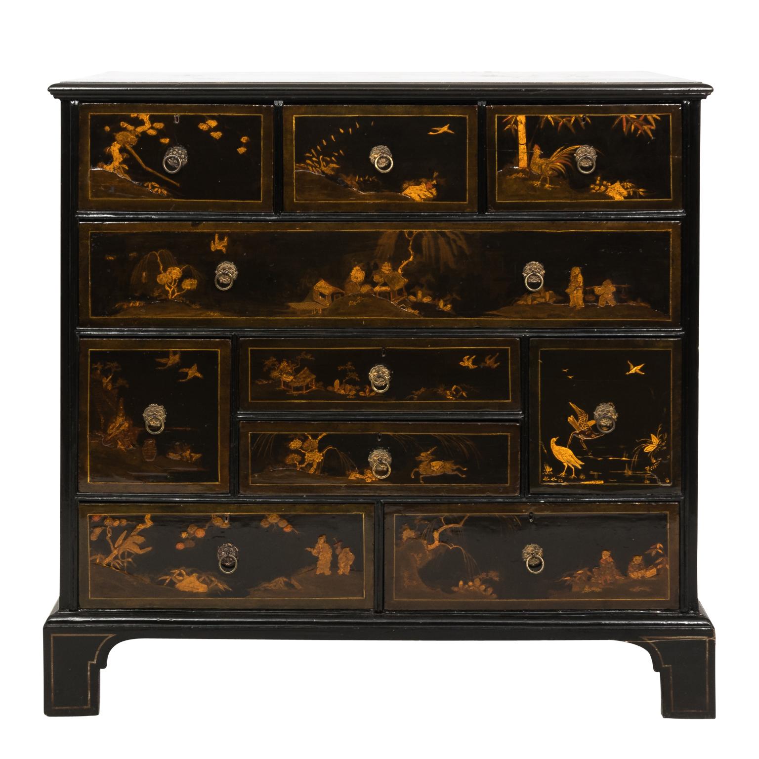 19th Century Black Lacquered Japanese Chest of Drawers