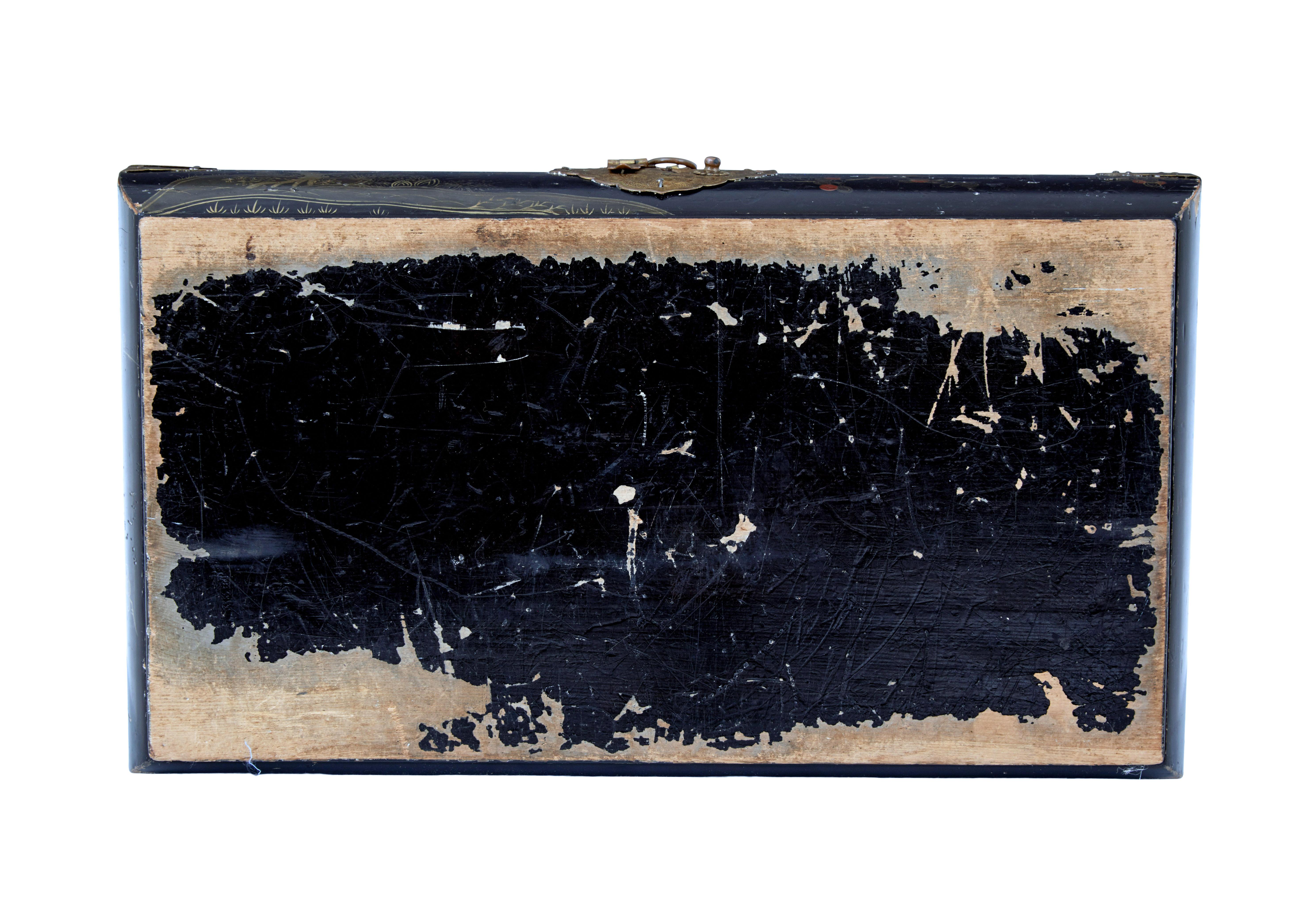 19th Century Black Lacquered Jewellery Box For Sale 6