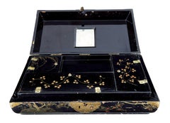 19th Century black lacquered jewellery box
