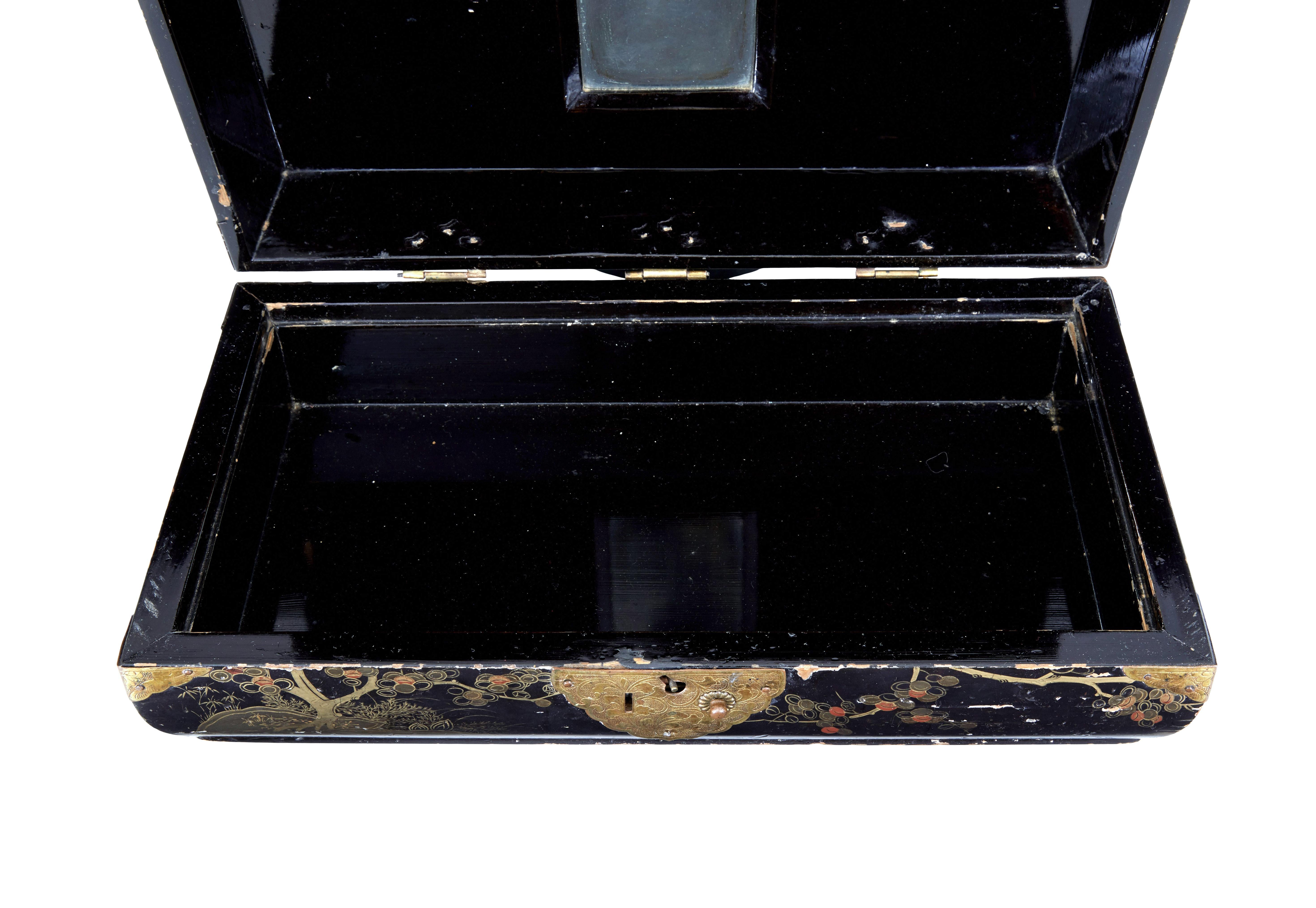Blackened 19th Century Black Lacquered Jewellery Box