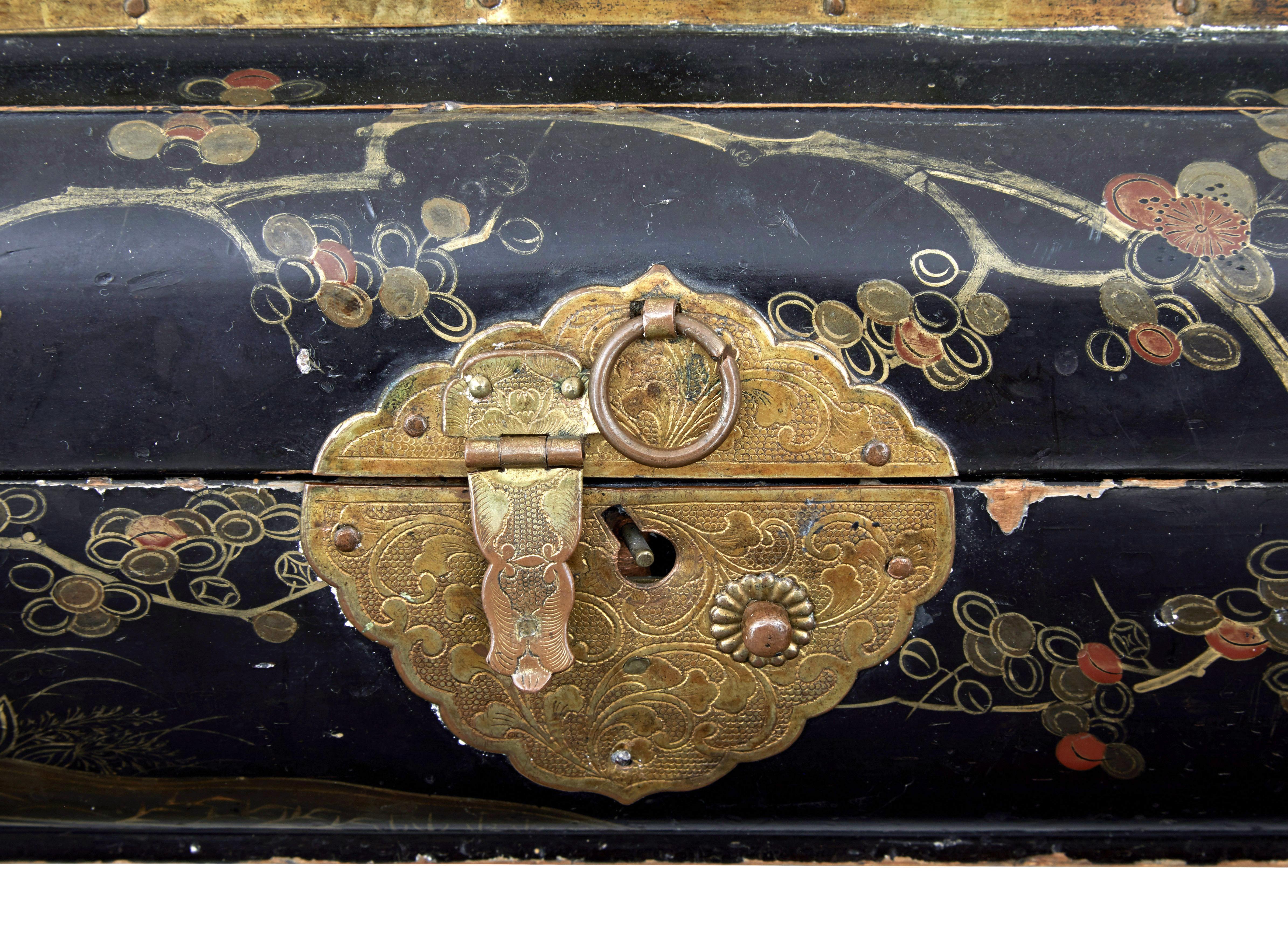 19th Century 19th century black lacquered jewellery box