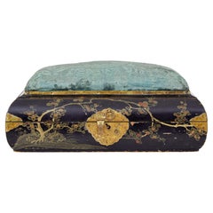 19th Century black lacquered jewellery box