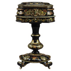 19th Century Black lacquered "papier-mâché" table