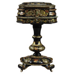 Antique 19th Century Black lacquered "papier-mâché" table 