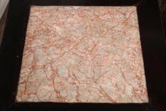 19th Century Black Lacquered Wood Pedestal with Red Stone Inset