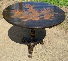 19th Century Black Lacquered Chinoiserie Center Table