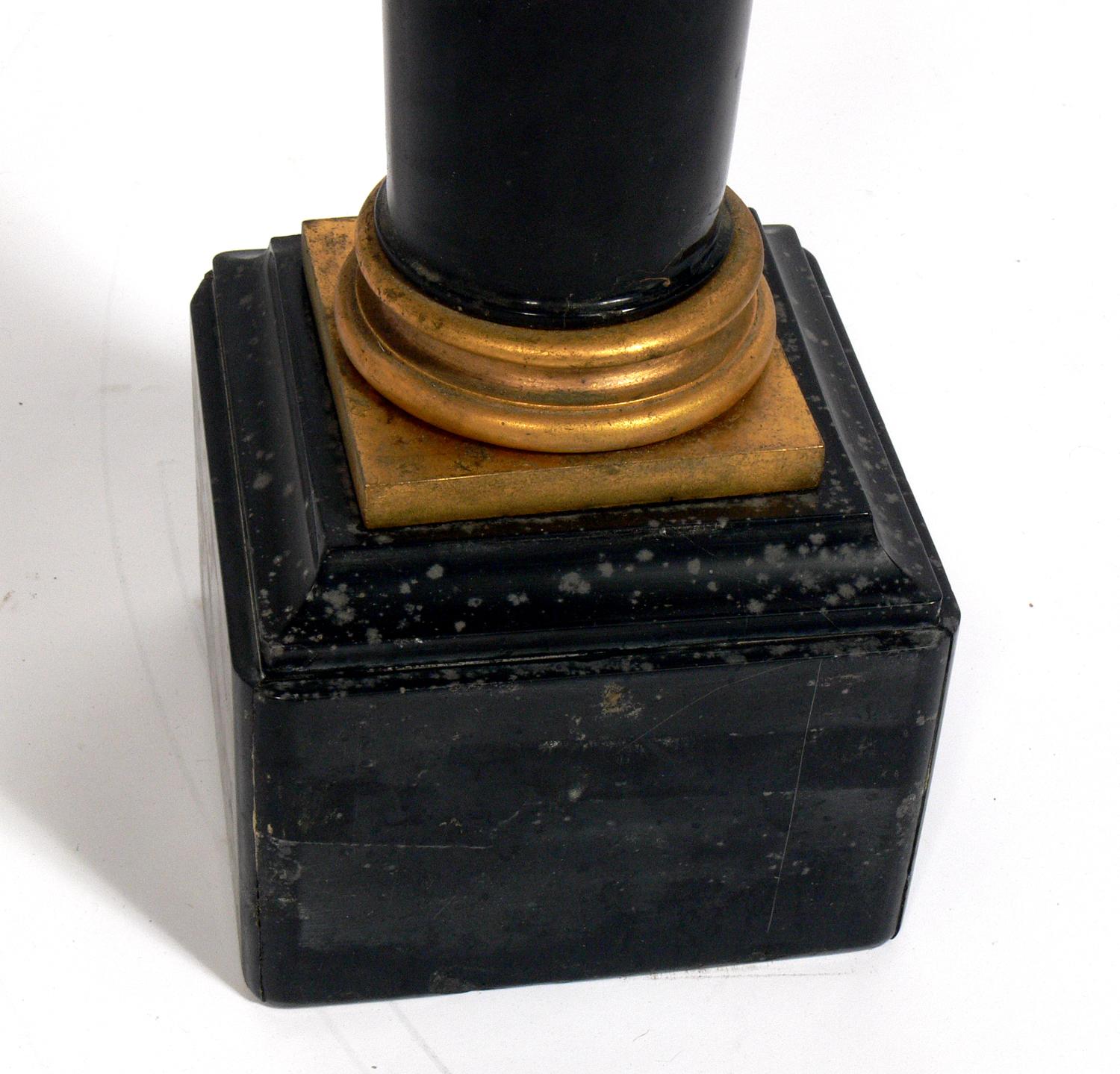 French 19th Century Black Marble and Gilt Bronze Pedestal