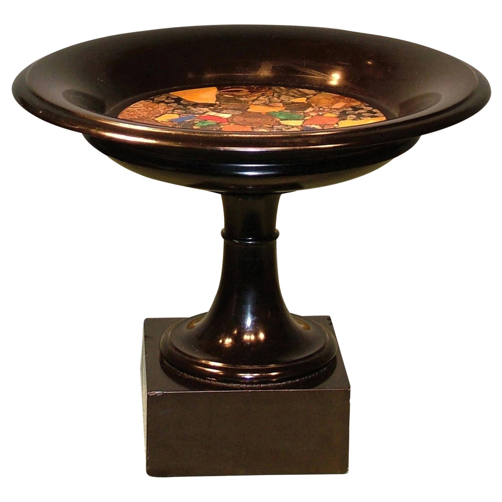 19th Century Black Marble and Inlaid Tazza For Sale