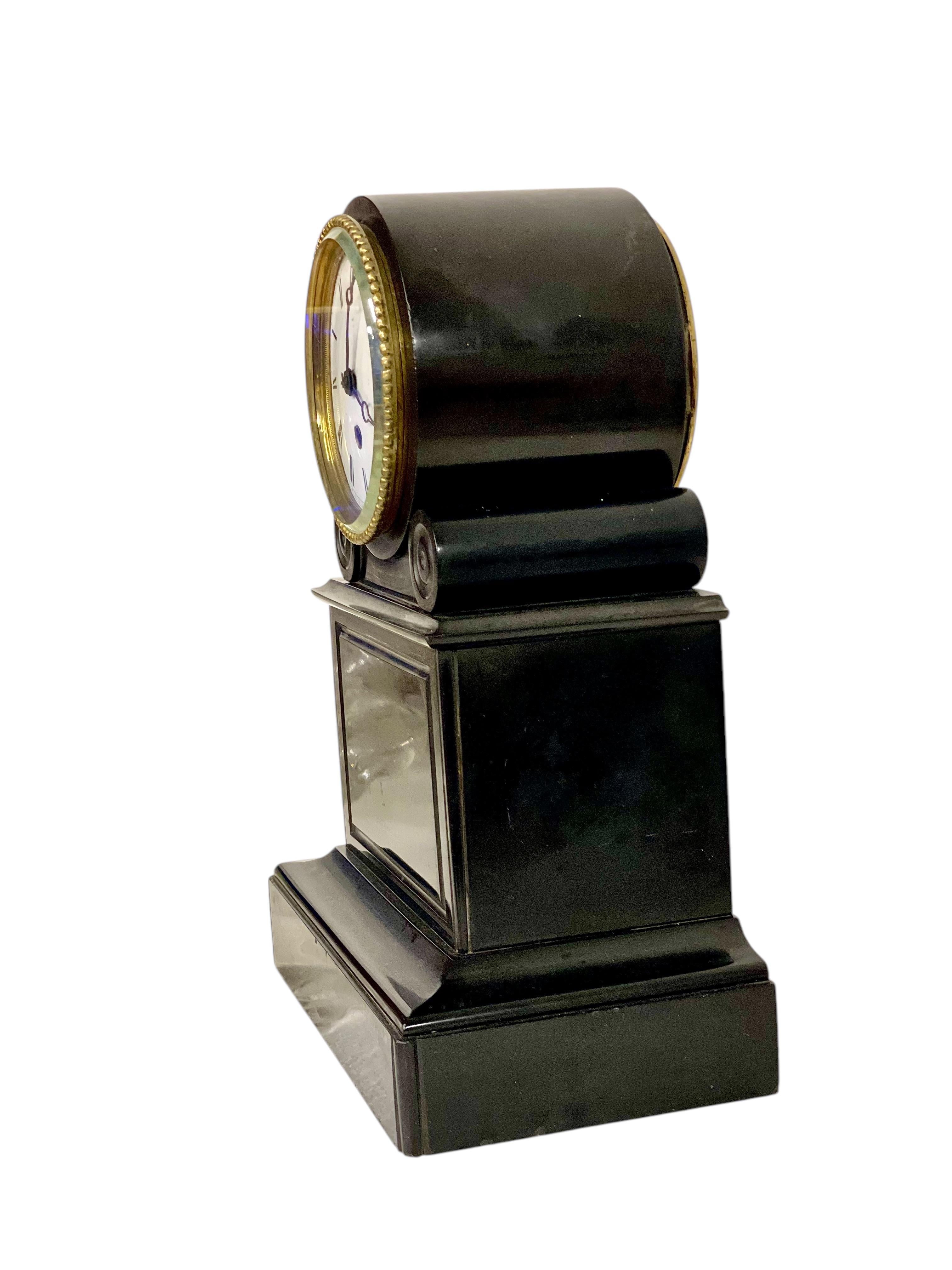 19th Century Black Marble Mantel Clock For Sale 1