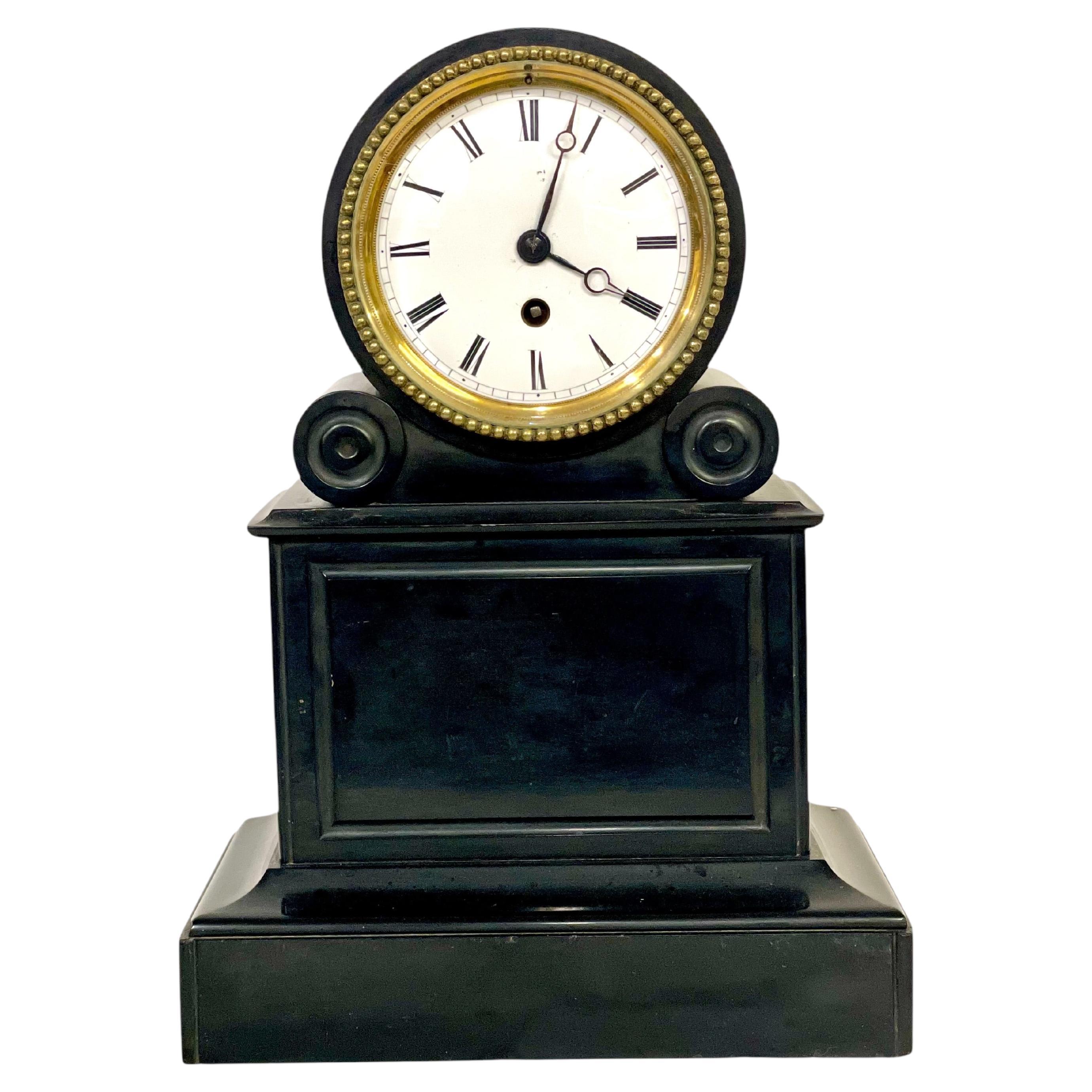 19th Century Black Marble Mantel Clock