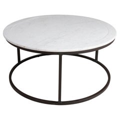 19th Century Black Metal Coffee Table With 19th Century Marble Top