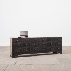 19th Century Black Painted Bank of Drawers