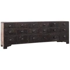 19th Century Black Painted Bank of Drawers