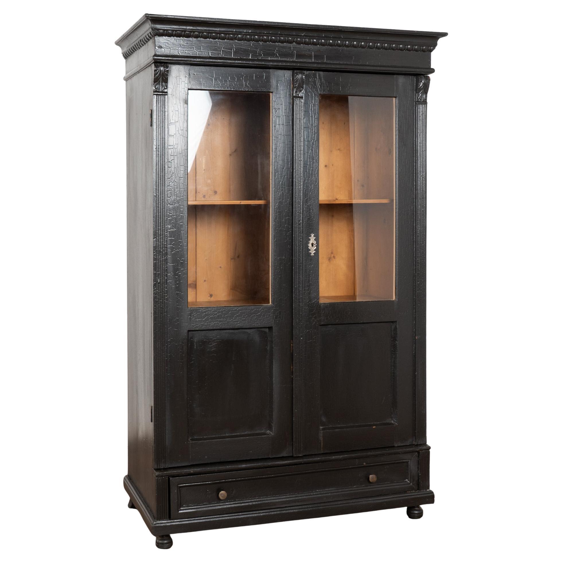 19. Jahrhundert Schwarz lackiert Bücherregal Kiefer Display Cabinet