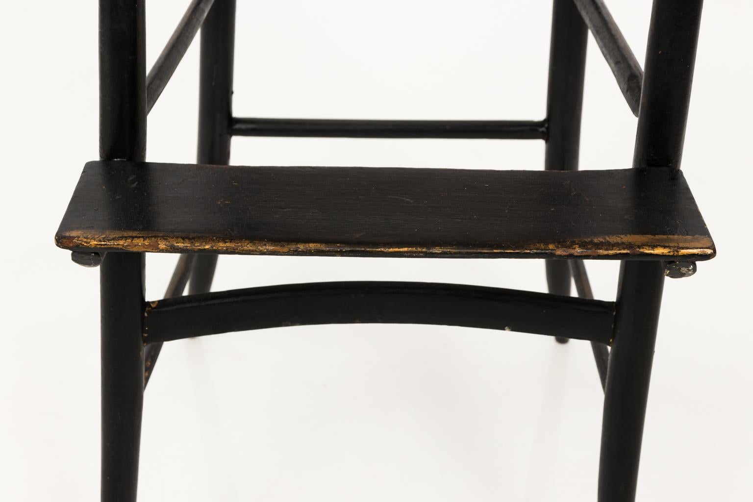19th Century Black Painted Child's High Chair 2