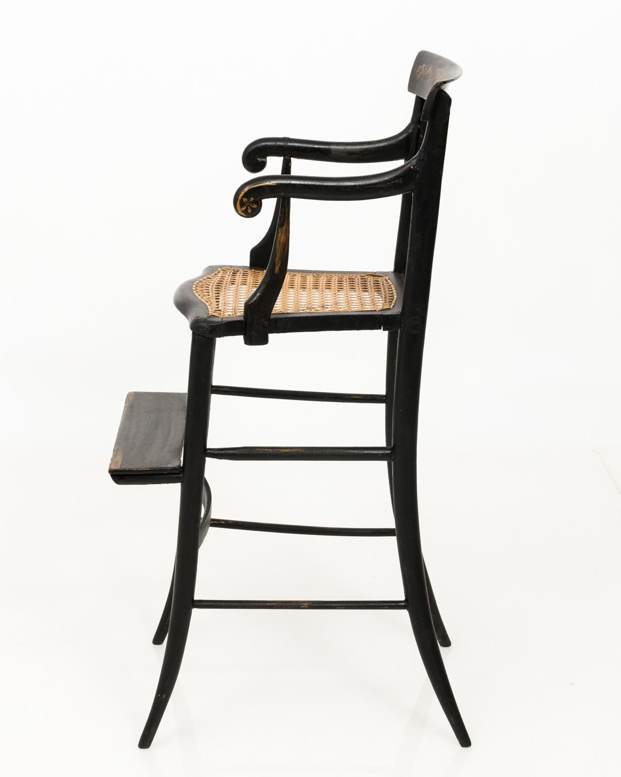 Late Victorian 19th Century Black Painted Child's High Chair