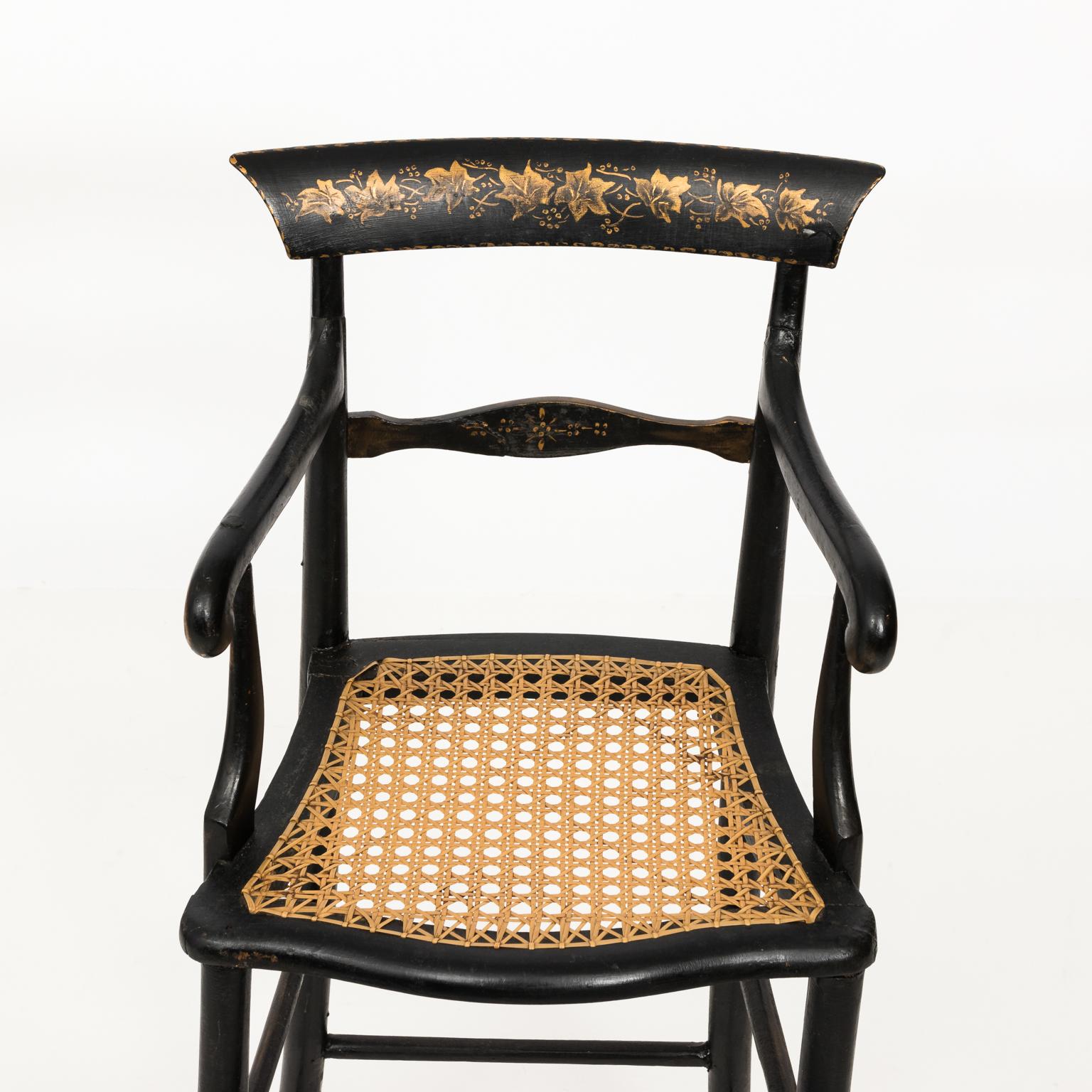 19th Century Black Painted Child's High Chair 1