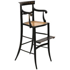 19th Century Black Painted Child's High Chair