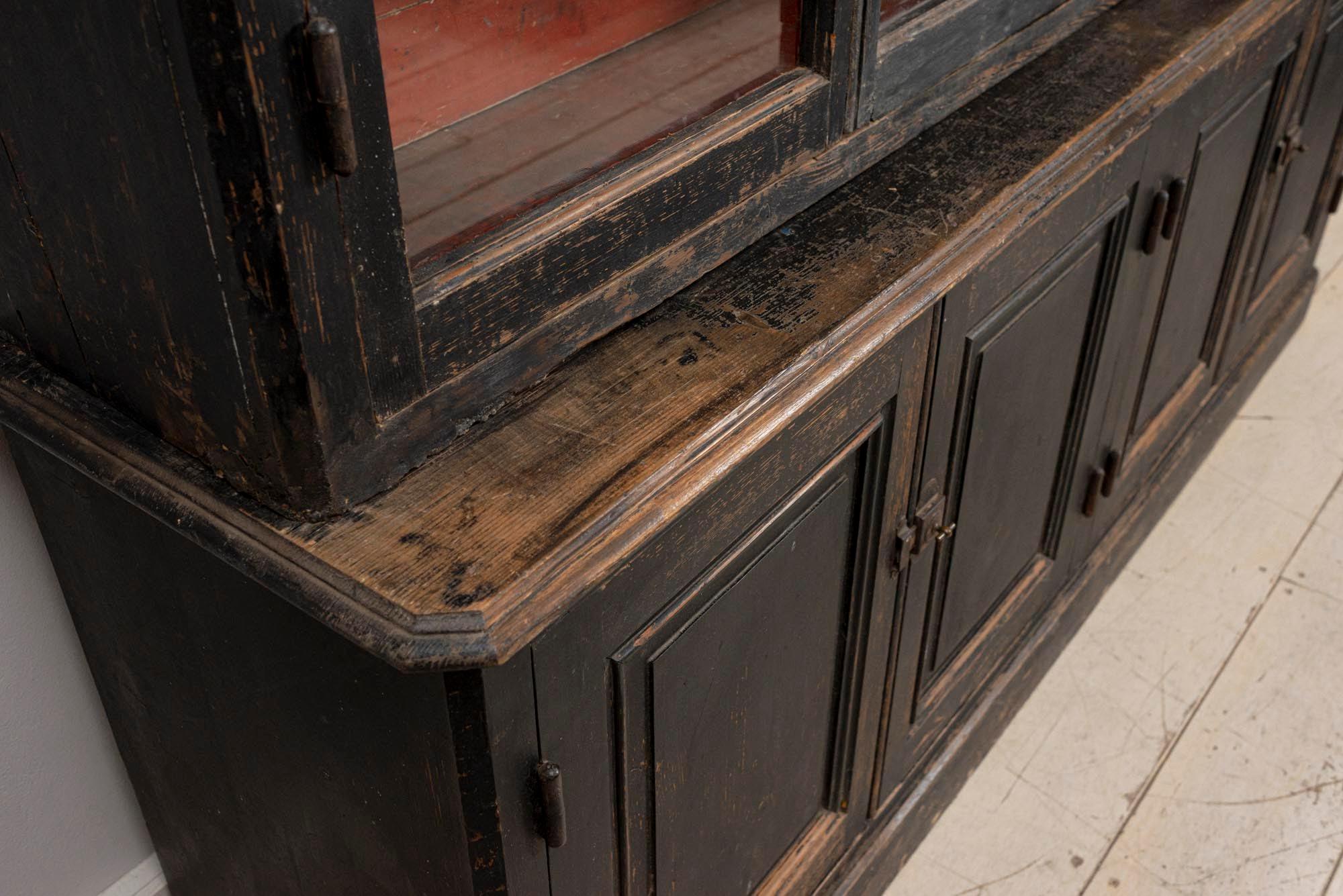 19th Century Black Painted French Library Breakfront 'Moderne' Bookcase 1