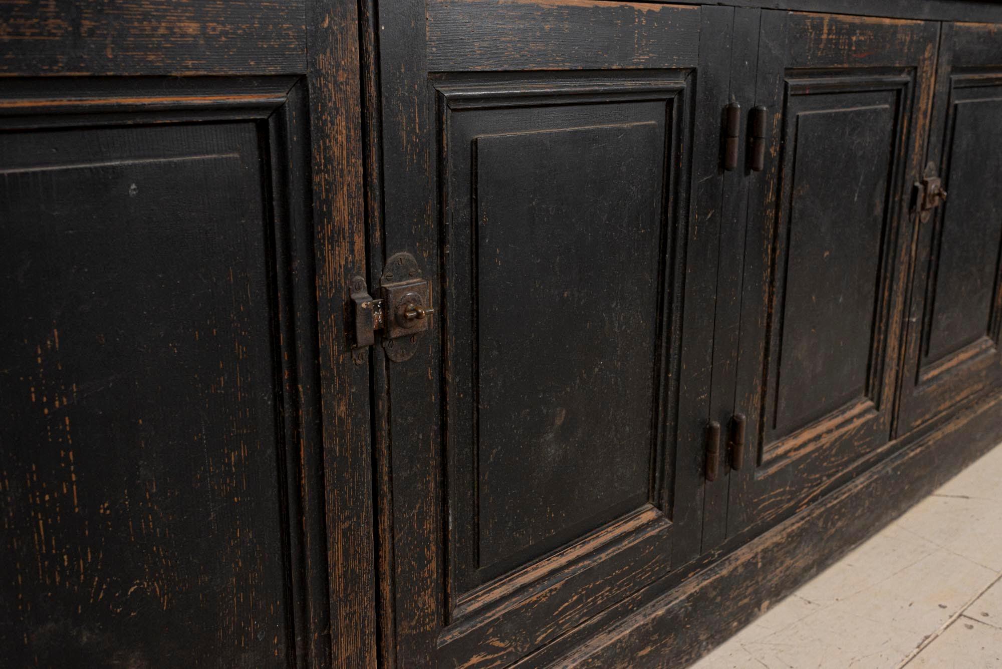 Late 19th Century 19th Century Black Painted French Library Breakfront 'Moderne' Bookcase