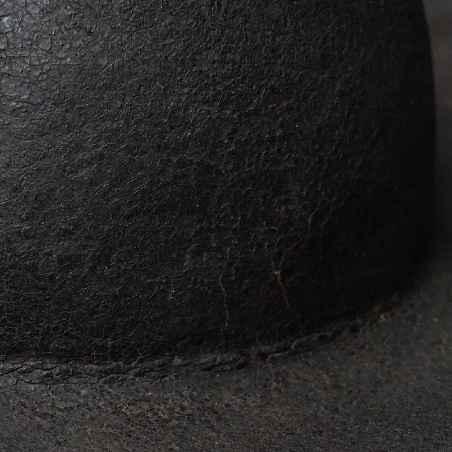 19th Century Black Painted Leather French Primitive Fire Helmet Casque Pompier For Sale 2