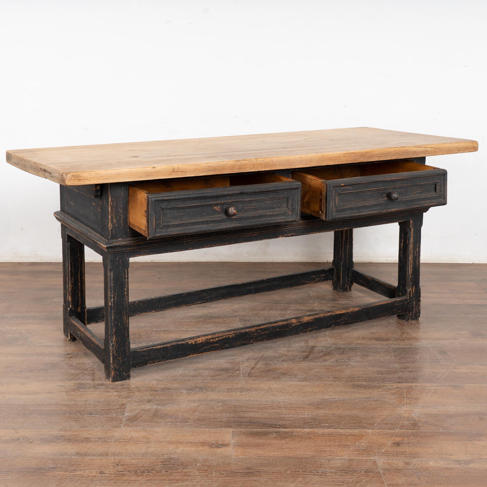 Baroque 19th Century Black Painted Library Console Table, Denmark For Sale