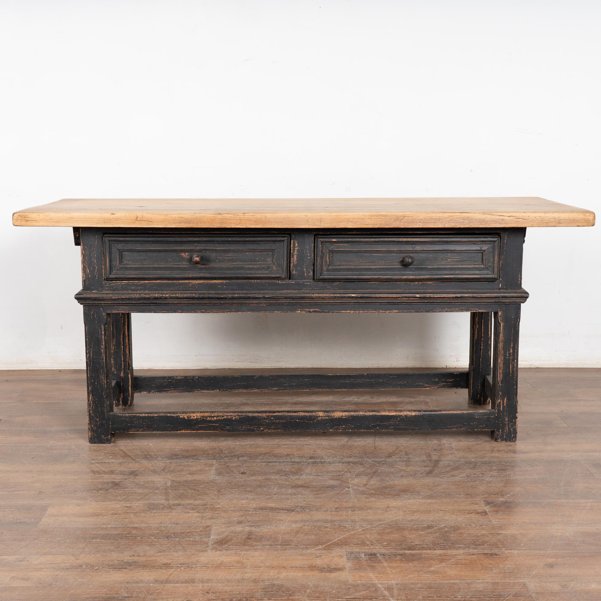 Danish 19th Century Black Painted Library Console Table, Denmark For Sale