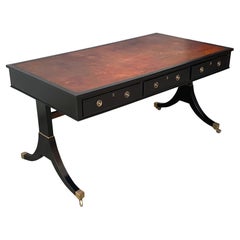 19th Century Black Painted Mahogany Leather Top Writing Table 19th Century Black Painted Mahogany Leather Top Writing Table