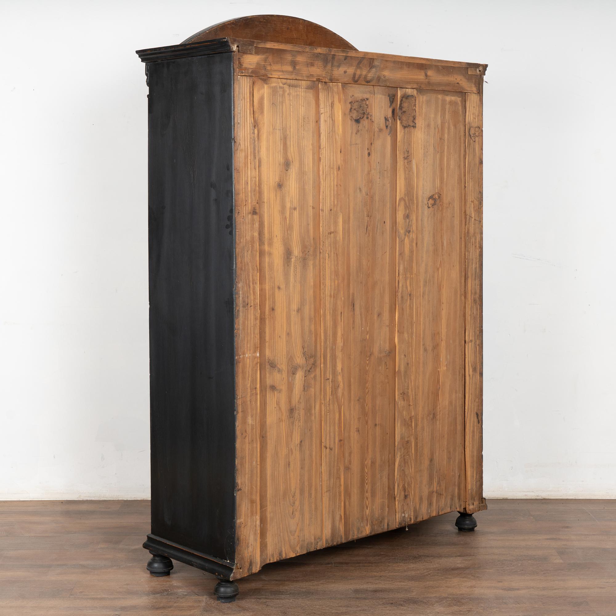 19th Century Black Painted Pine Bookcase Display Cabinet For Sale 5