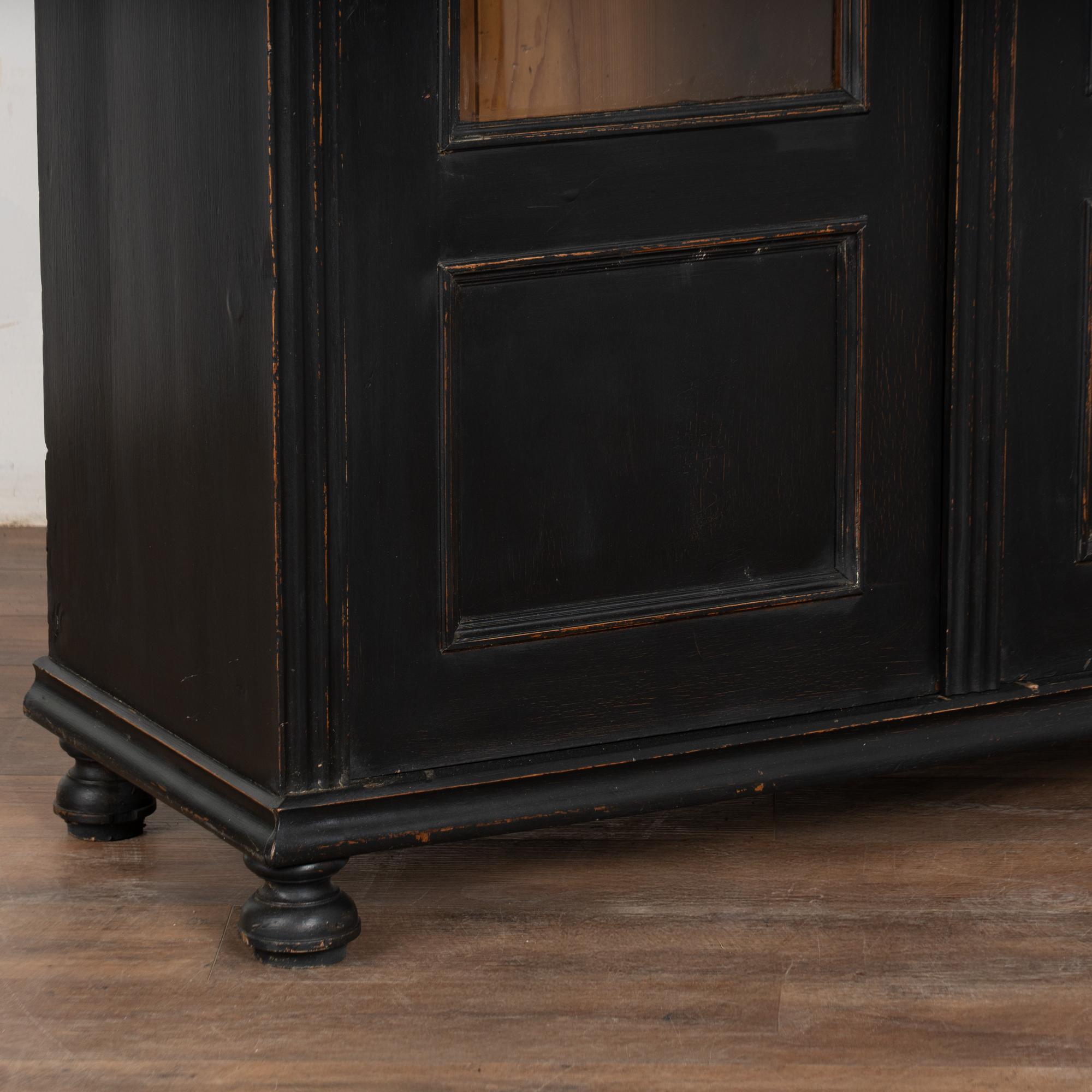 19th Century Black Painted Pine Bookcase Display Cabinet For Sale 3
